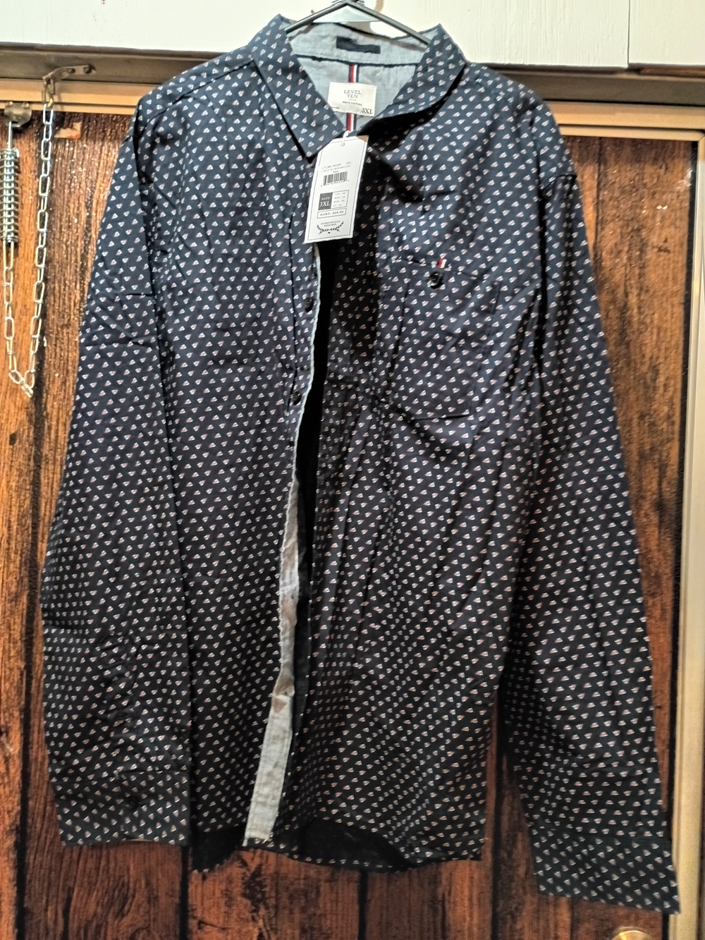 Level Ten Navy Button-Up Printed Shirt Jacket